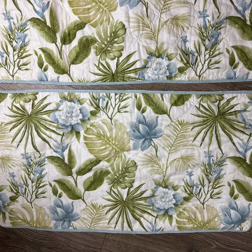 Set 2 Tommy Bahama Home Quilted Queen Pillow Case Tropical Print 100% Cotton